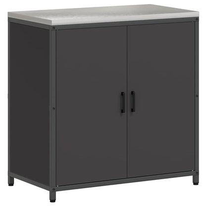 Meuble de rangement de cuisine avec étagère Noir Acier