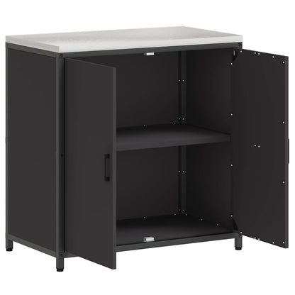 Meuble de rangement de cuisine avec étagère Noir Acier