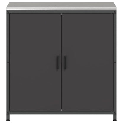 Meuble de rangement de cuisine avec étagère Noir Acier