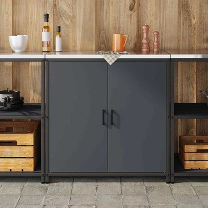 Meuble de rangement de cuisine avec étagère Anthracite Acier
