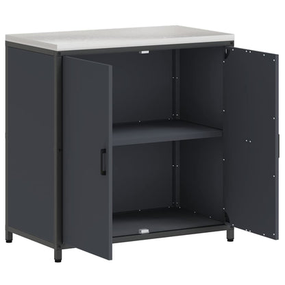 Meuble de rangement de cuisine avec étagère Anthracite Acier