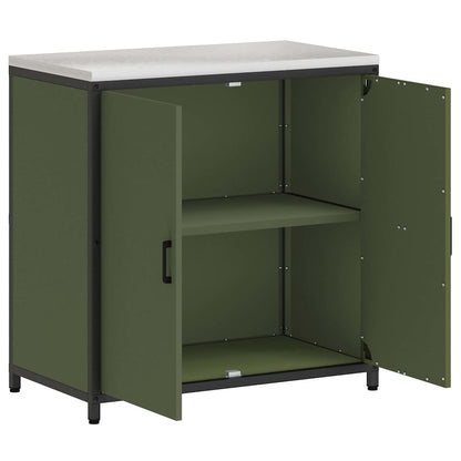 Meuble de rangement de cuisine avec étagère Vert olive Acier