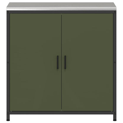 Meuble de rangement de cuisine avec étagère Vert olive Acier