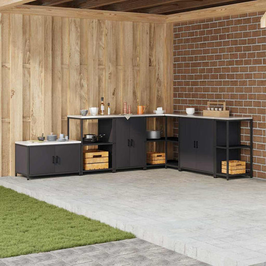 Meuble de rangement de cuisine avec étagère Noir Acier