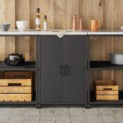 Meuble de rangement de cuisine avec étagère Noir Acier