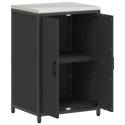 Meuble de rangement de cuisine avec étagère Noir Acier