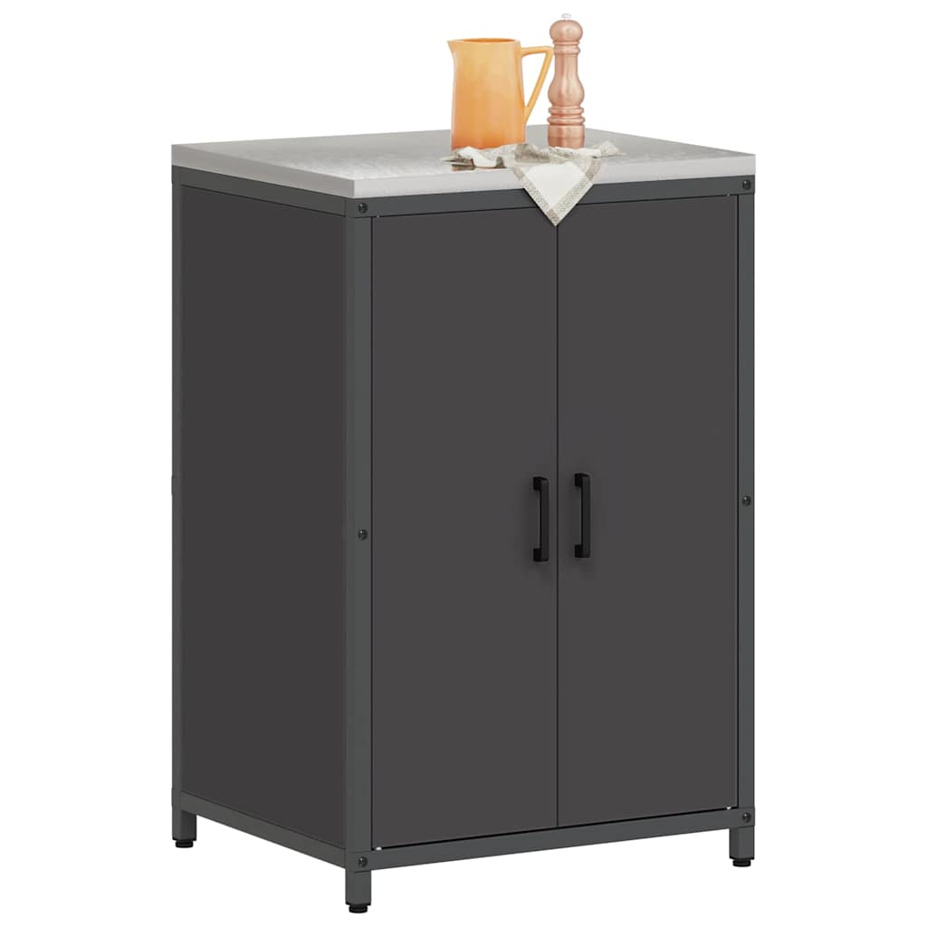 Meuble de rangement de cuisine avec étagère Noir Acier