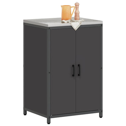 Meuble de rangement de cuisine avec étagère Noir Acier