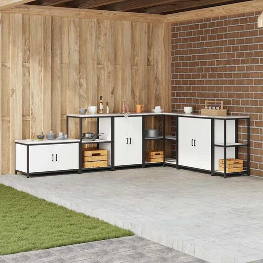 Meuble de rangement de cuisine avec étagère Blanc Acier