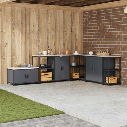 Meuble de rangement de cuisine avec étagère Anthracite Acier