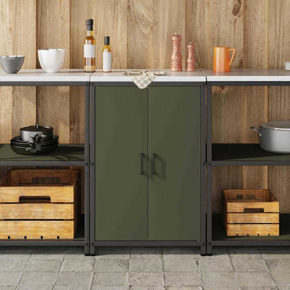 Meuble de rangement de cuisine avec étagère Vert olive Acier