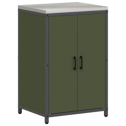 Meuble de rangement de cuisine avec étagère Vert olive Acier