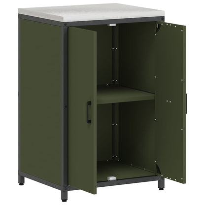 Meuble de rangement de cuisine avec étagère Vert olive Acier