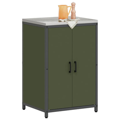 Meuble de rangement de cuisine avec étagère Vert olive Acier