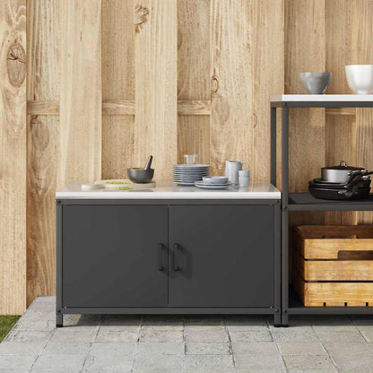 Meuble de rangement de cuisine avec étagère Noir Acier