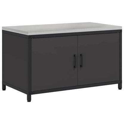Meuble de rangement de cuisine avec étagère Noir Acier