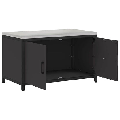 Meuble de rangement de cuisine avec étagère Noir Acier