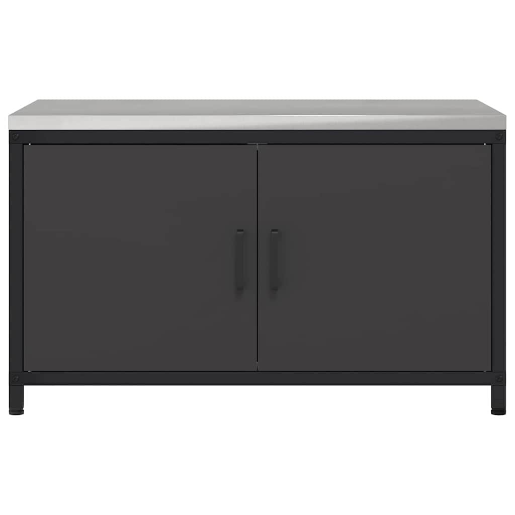 Meuble de rangement de cuisine avec étagère Noir Acier