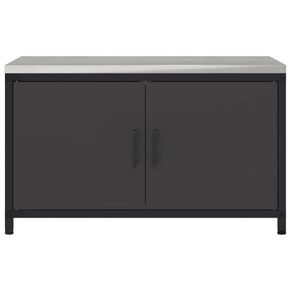 Meuble de rangement de cuisine avec étagère Noir Acier