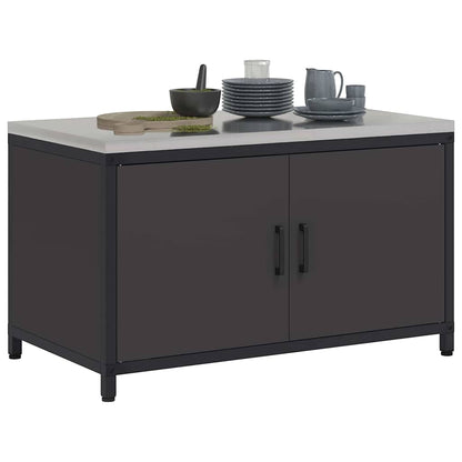 Meuble de rangement de cuisine avec étagère Noir Acier