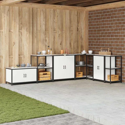 Meuble de rangement de cuisine avec tiroir Blanc Acier