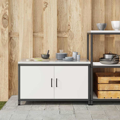 Meuble de rangement de cuisine avec tiroir Blanc Acier