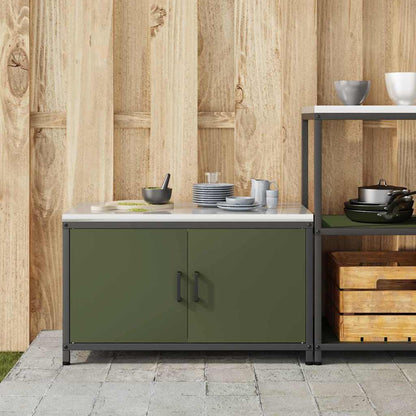 Meuble de rangement de cuisine avec étagère Vert olive Acier
