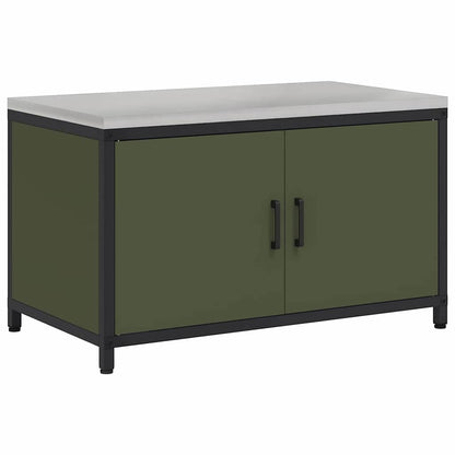 Meuble de rangement de cuisine avec étagère Vert olive Acier