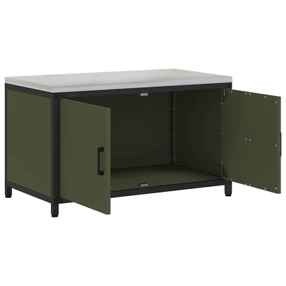 Meuble de rangement de cuisine avec étagère Vert olive Acier