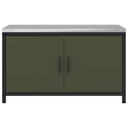 Meuble de rangement de cuisine avec étagère Vert olive Acier