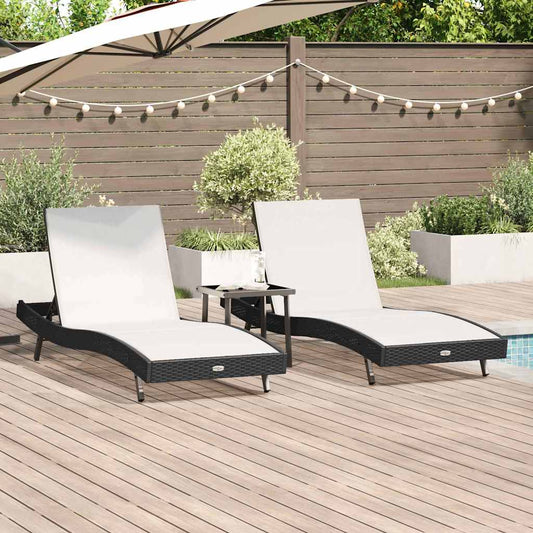 Transats 3 pcs Noir et Blanc 40 x 40 x 40.5 cm polyrotin