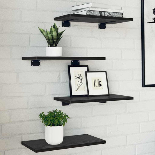 Étagère à livres 4 pcs Noir 40 x 20 x 1.5 cm Bois d'ingénierie