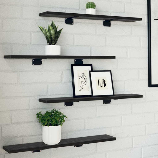 Étagère à livres 4 pcs Noir 60 x 10 x 1.5 cm Bois d'ingénierie