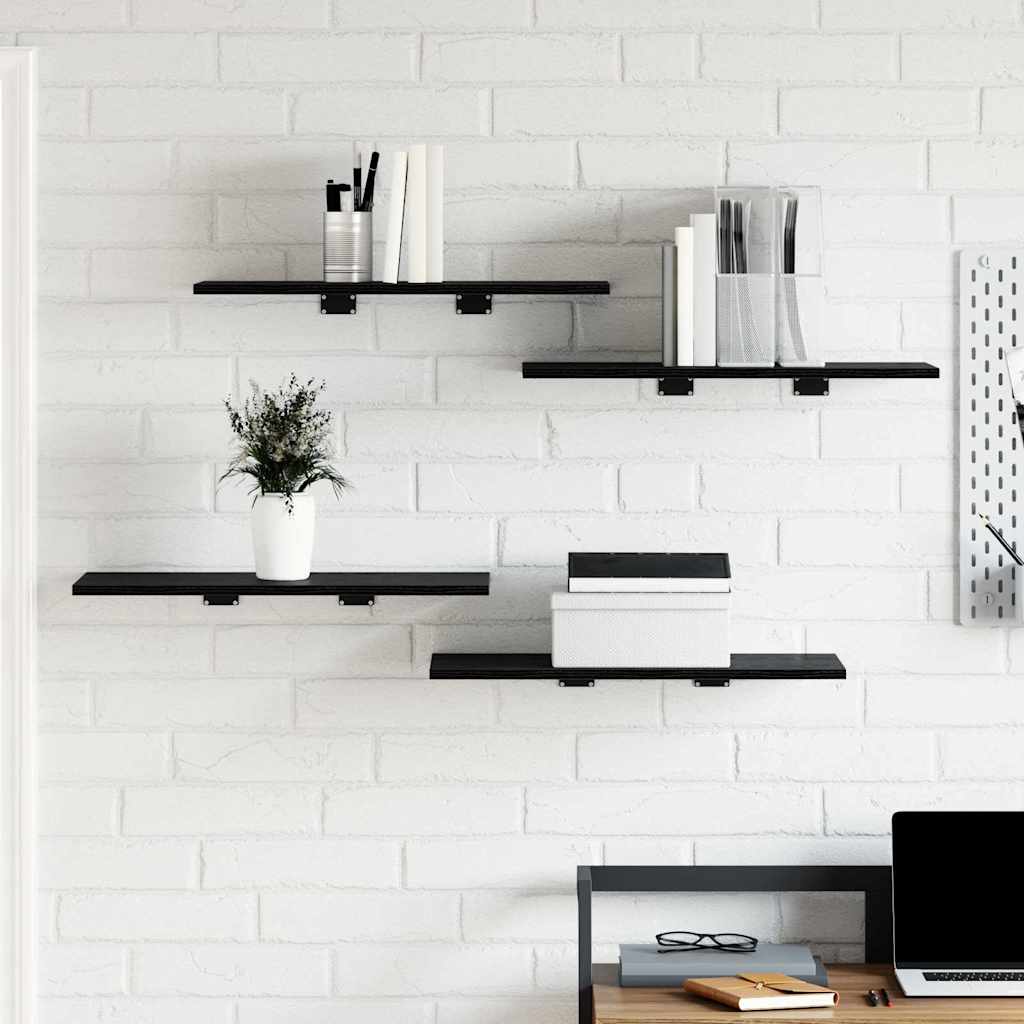 Étagère à livres 4 pcs Noir 60 x 30 x 1.5 cm Bois d'ingénierie