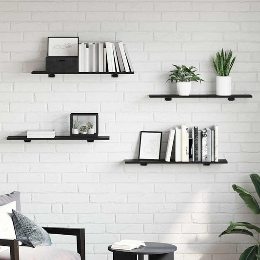 Étagère à livres 4 pcs Noir 80 x 20 x 1.5 cm Bois d'ingénierie
