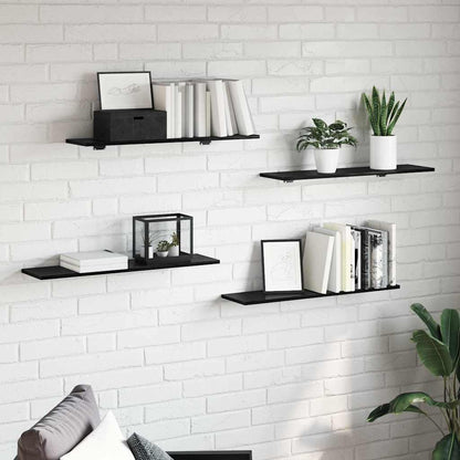 Étagère à livres 4 pcs Noir 80 x 20 x 1.5 cm Bois d'ingénierie