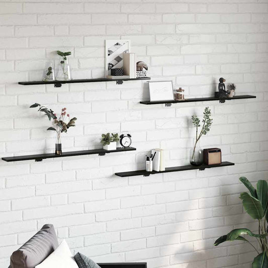 Étagère à livres 4 pcs Noir 100 x 10 x 1.5 cm Bois d'ingénierie