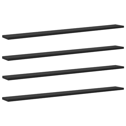 Étagère à livres 4 pcs Noir 100 x 10 x 1.5 cm Bois d'ingénierie