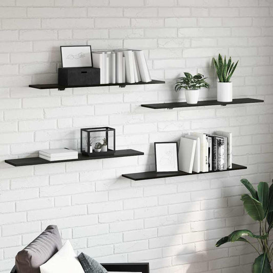 Étagère à livres 4 pcs Noir 100 x 20 x 1.5 cm Bois d'ingénierie