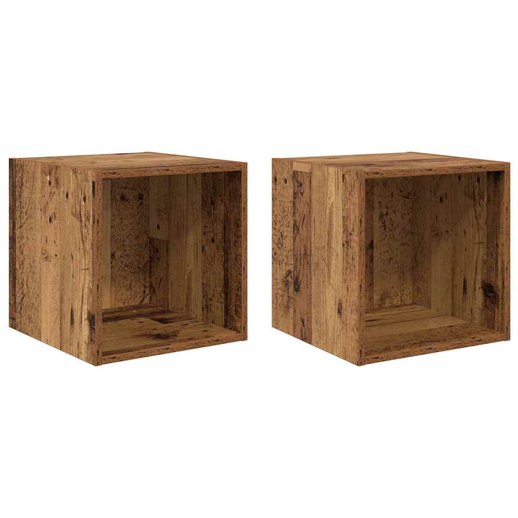 Meuble mural avec étagère 2 pcs Bois ancien 37 x 37 x 37 cm