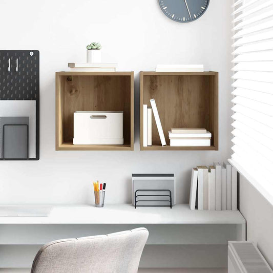 Meuble mural avec étagère 2 pcs chêne artisanal 37 x 37 x 37 cm