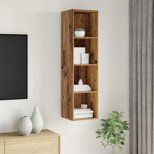Meuble TV mural Montage mural Bois ancien 37 x 37 x 142.5 cm