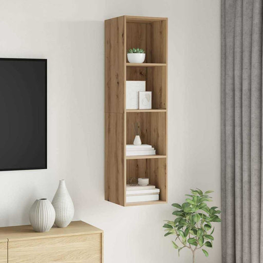Meuble TV mural chêne artisanal 37 x 37 x 142.5 cm