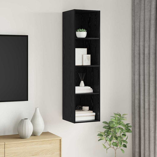 Meuble TV mural Chêne noir 37 x 37 x 142.5 cm Bois d'ingénierie