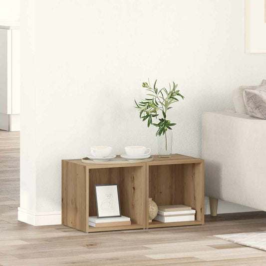 Meuble TV 2 pcs Marron 37 x 35 x 37 cm Bois d'ingénierie
