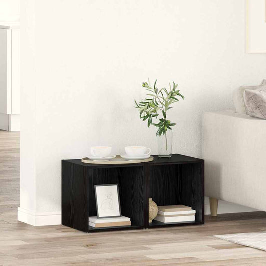 Meuble TV 2 pcs Noir 37 x 35 x 37 cm Bois d'ingénierie