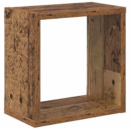 Étagères murales avec étagère 2 pcs Bois ancien 26 x 15 x 26 cm