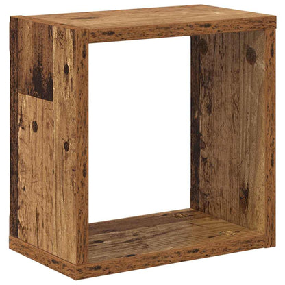 Étagères murales avec étagère 4 pcs Bois ancien 26 x 15 x 26 cm