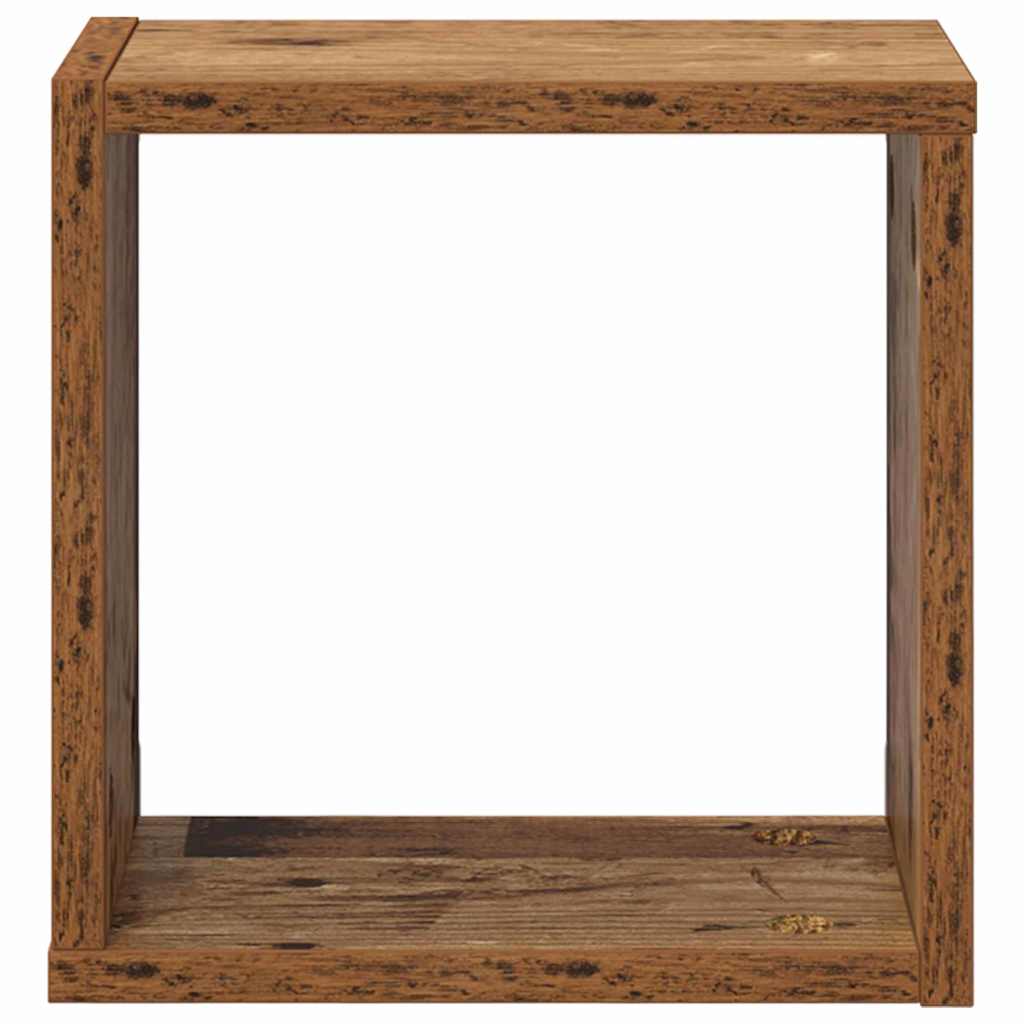 Étagères murales avec étagère 4 pcs Bois ancien 26 x 15 x 26 cm