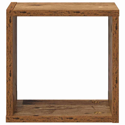 Étagères murales avec étagère 4 pcs Bois ancien 26 x 15 x 26 cm